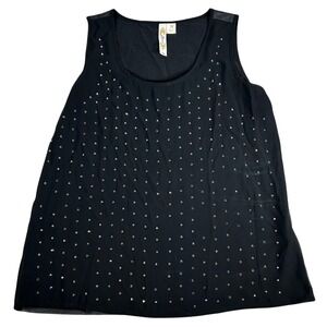 A-Diva Womens Black Rhinestone Embellished Back Tank Top Size M